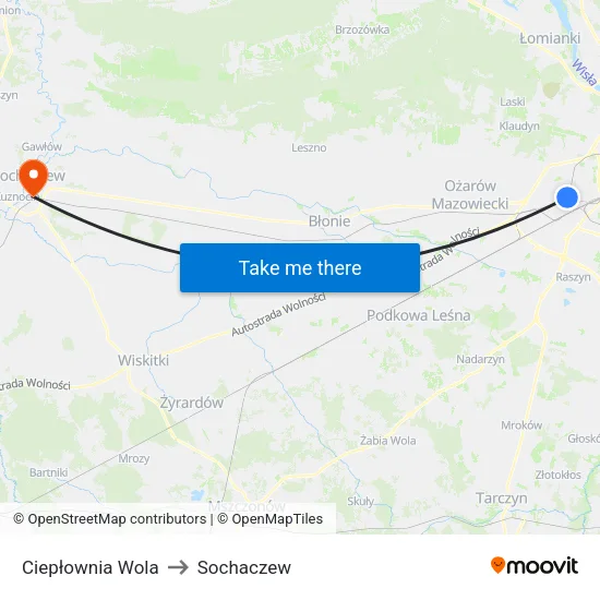 Ciepłownia Wola to Sochaczew map
