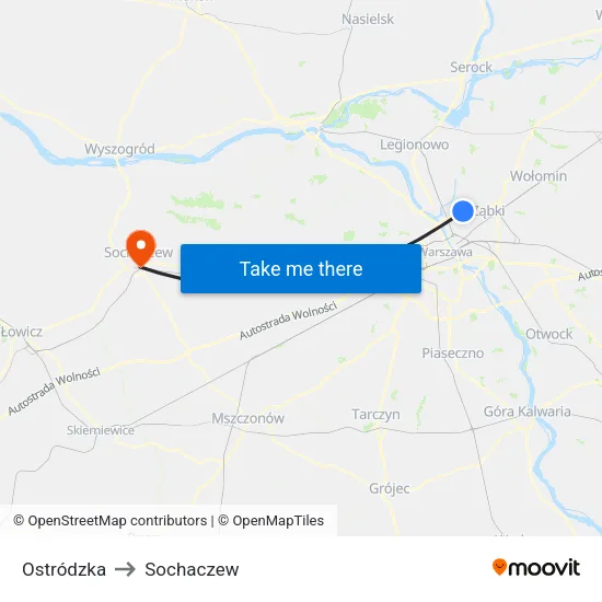 Ostródzka to Sochaczew map