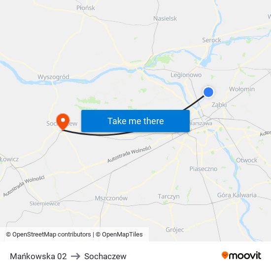 Mańkowska 02 to Sochaczew map