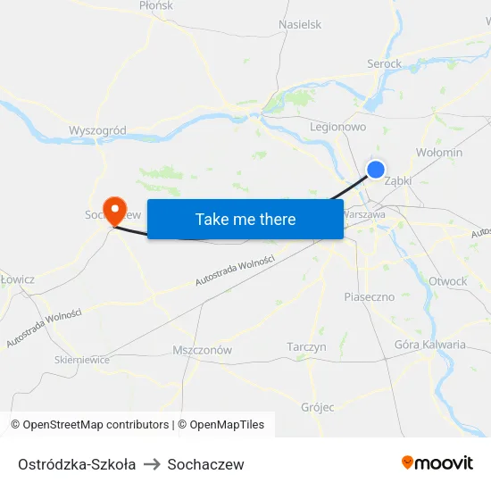 Ostródzka - Szkoła to Sochaczew map