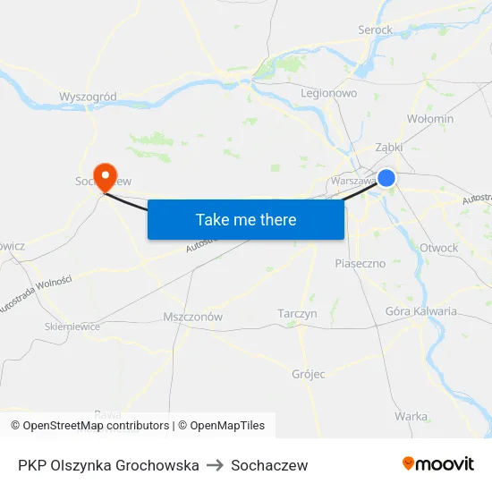 PKP Olszynka Grochowska to Sochaczew map