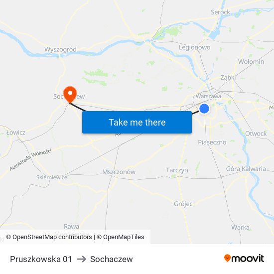 Pruszkowska to Sochaczew map