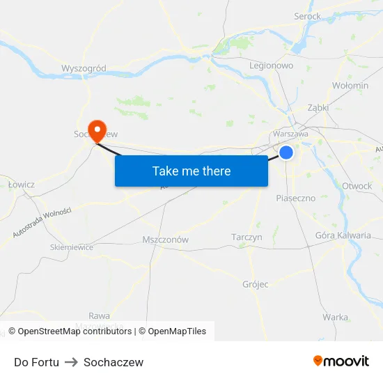 Do Fortu to Sochaczew map