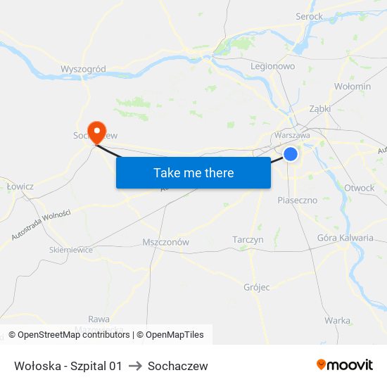 Wołoska - Szpital 01 to Sochaczew map