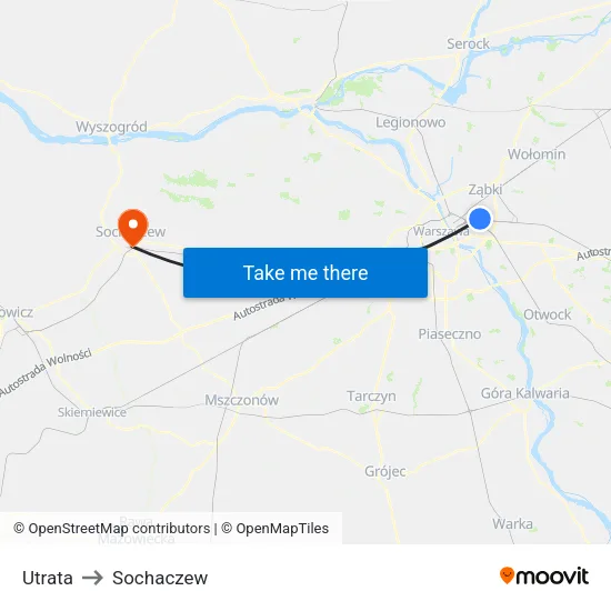 Utrata to Sochaczew map