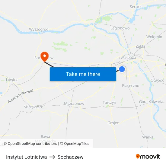 Instytut Lotnictwa to Sochaczew map