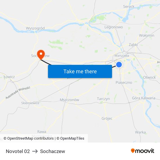 Novotel to Sochaczew map