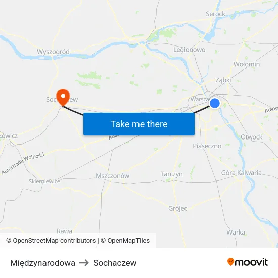 Międzynarodowa to Sochaczew map