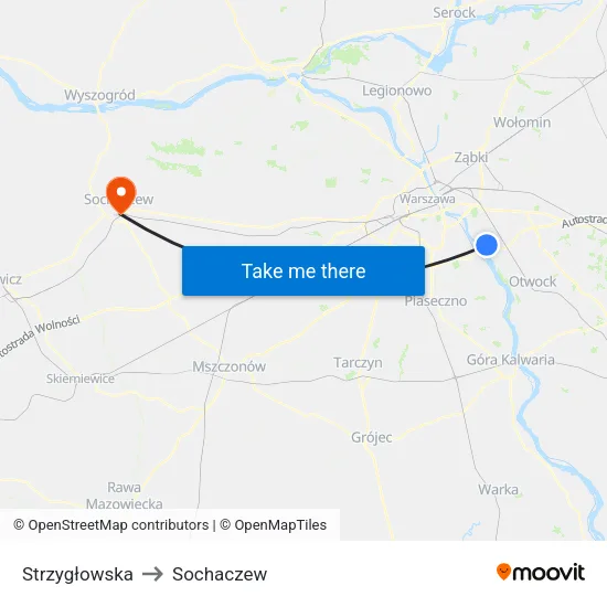 Strzygłowska to Sochaczew map