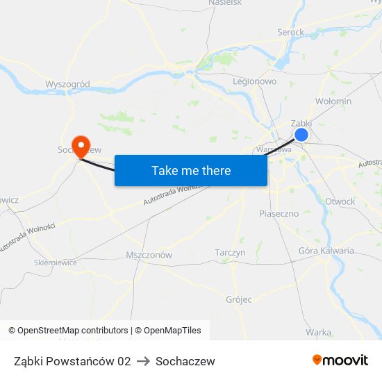 Ząbki Powstańców 02 to Sochaczew map