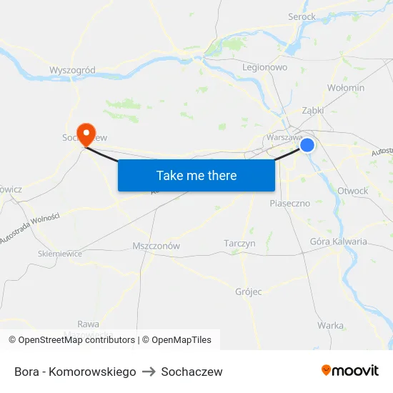 Bora - Komorowskiego to Sochaczew map