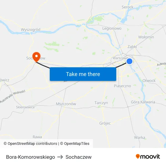 Bora - Komorowskiego to Sochaczew map
