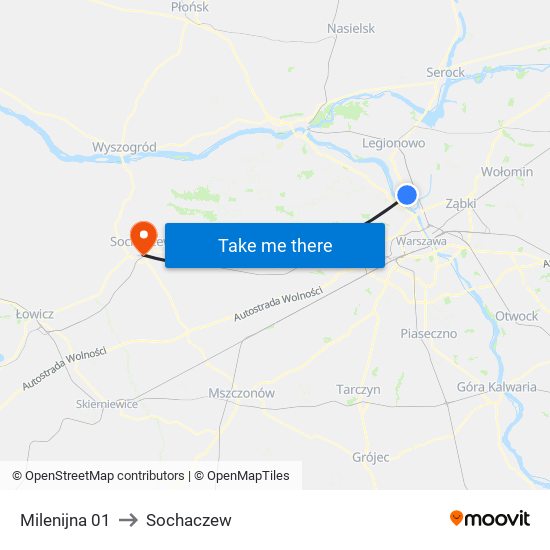 Milenijna to Sochaczew map