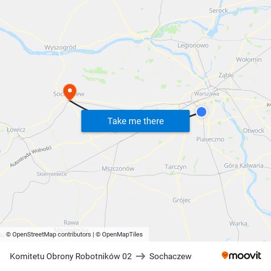 Komitetu Obrony Robotników 02 to Sochaczew map