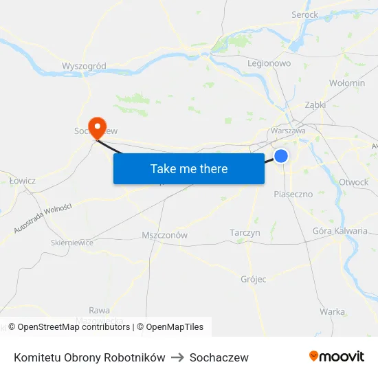 Komitetu Obrony Robotników to Sochaczew map