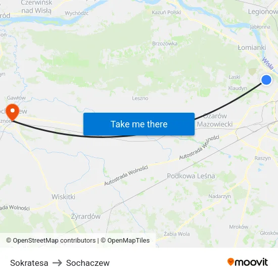 Sokratesa to Sochaczew map