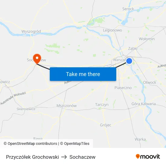 Przyczółek Grochowski to Sochaczew map