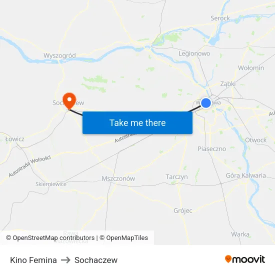 Kino Femina to Sochaczew map