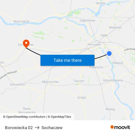 Borowiecka 02 to Sochaczew map