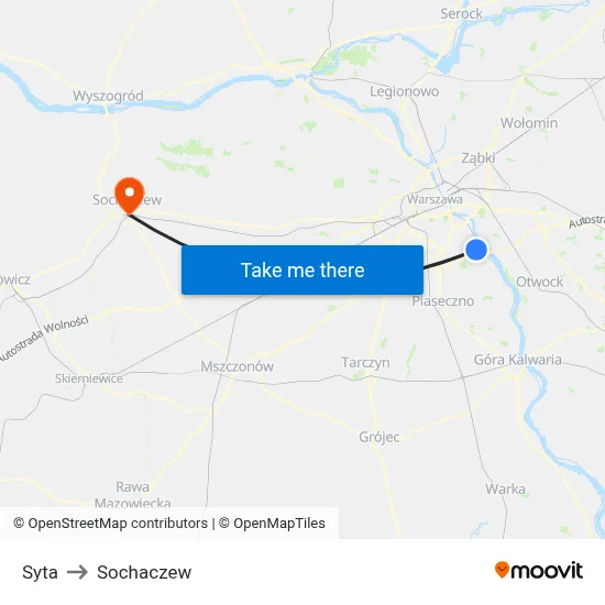 Syta to Sochaczew map
