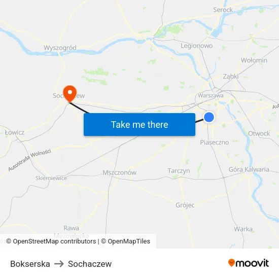 Bokserska to Sochaczew map