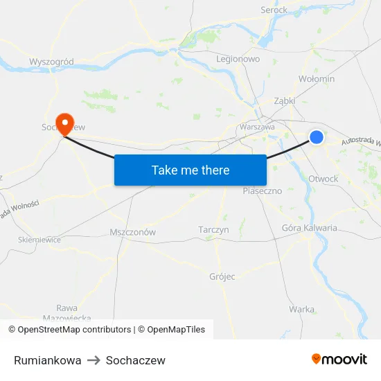 Rumiankowa to Sochaczew map