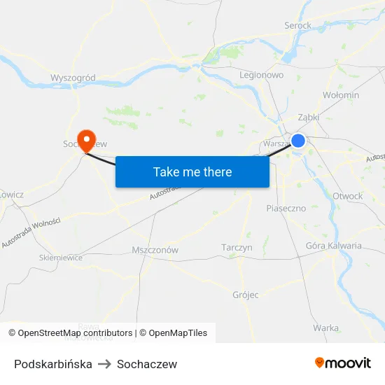 Podskarbińska to Sochaczew map