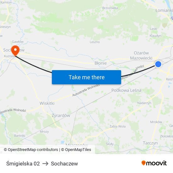 Śmigielska 02 to Sochaczew map