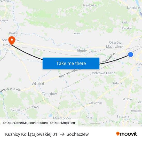 Kuźnicy Kołłątajowskiej 01 to Sochaczew map