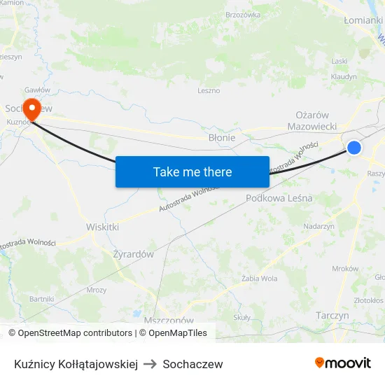 Kuźnicy Kołłątajowskiej to Sochaczew map