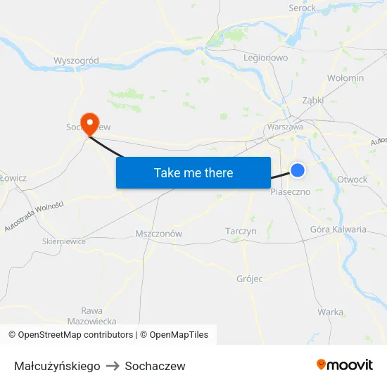 Małcużyńskiego to Sochaczew map