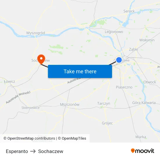 Esperanto to Sochaczew map