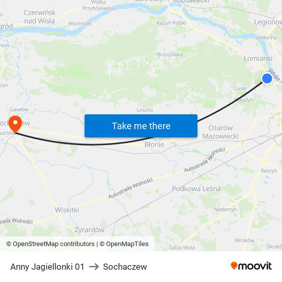 Anny Jagiellonki to Sochaczew map