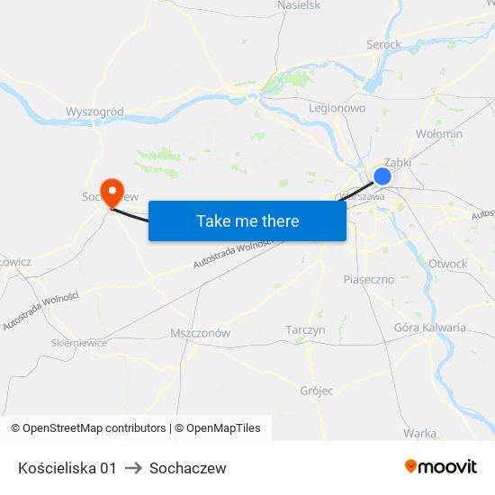 Kościeliska 01 to Sochaczew map