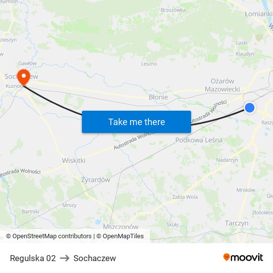 Regulska 02 to Sochaczew map