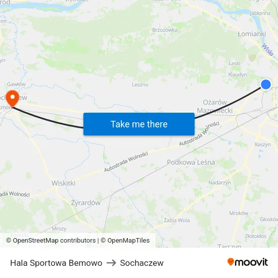 Hala Sportowa Bemowo to Sochaczew map