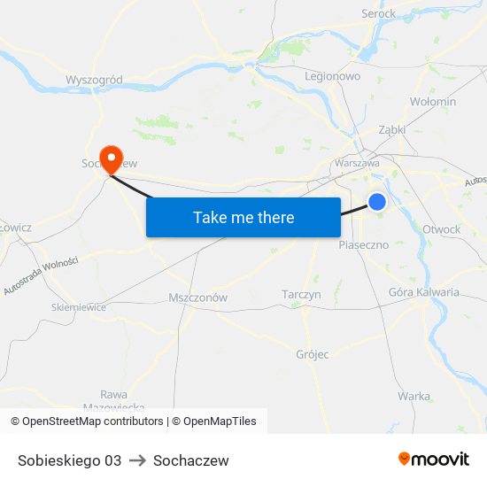 Sobieskiego 03 to Sochaczew map