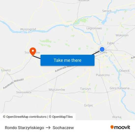 Rondo Starzyńskiego to Sochaczew map