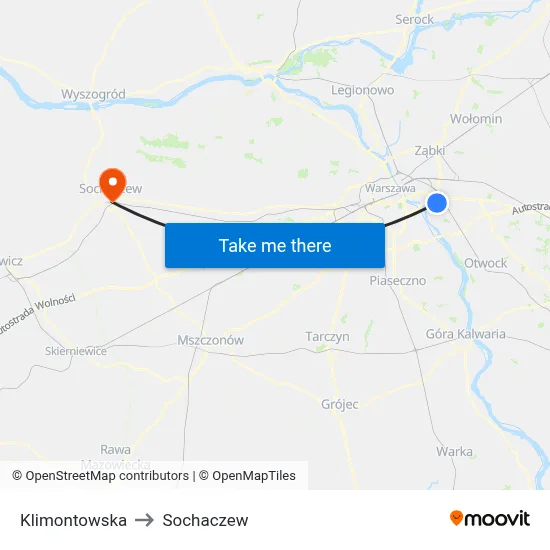 Klimontowska to Sochaczew map