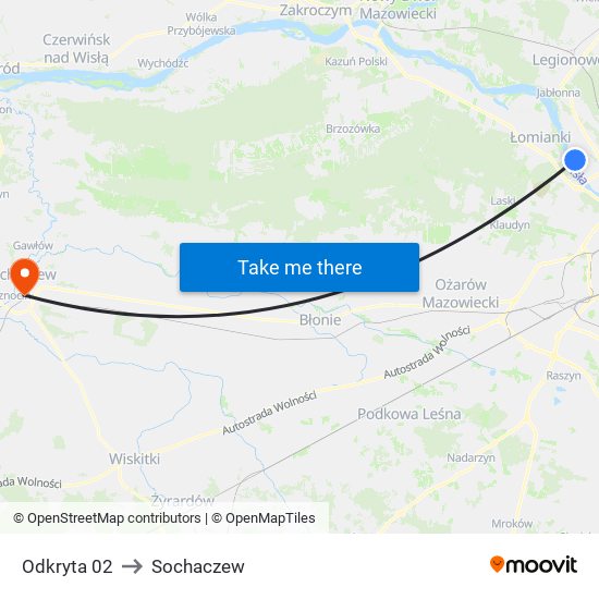 Odkryta to Sochaczew map