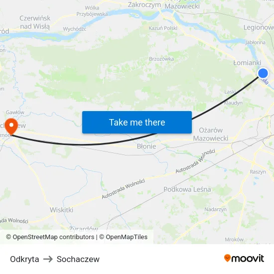 Odkryta to Sochaczew map