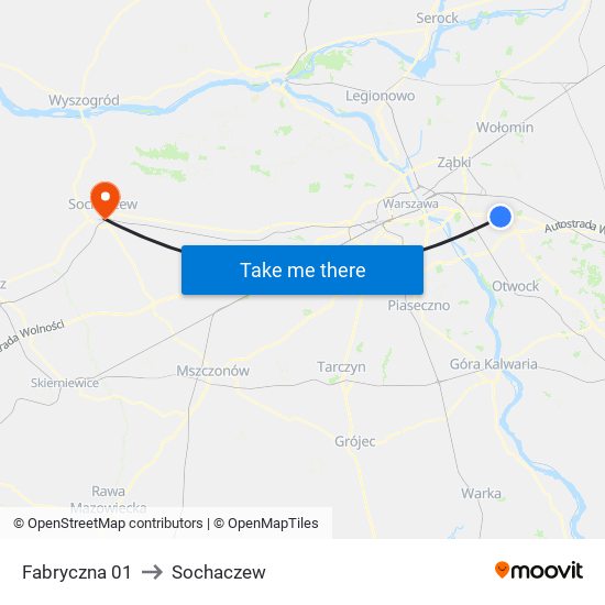 Fabryczna 01 to Sochaczew map