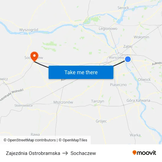 Zajezdnia Ostrobramska to Sochaczew map