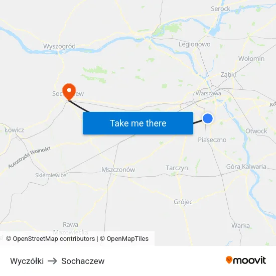 Wyczółki to Sochaczew map