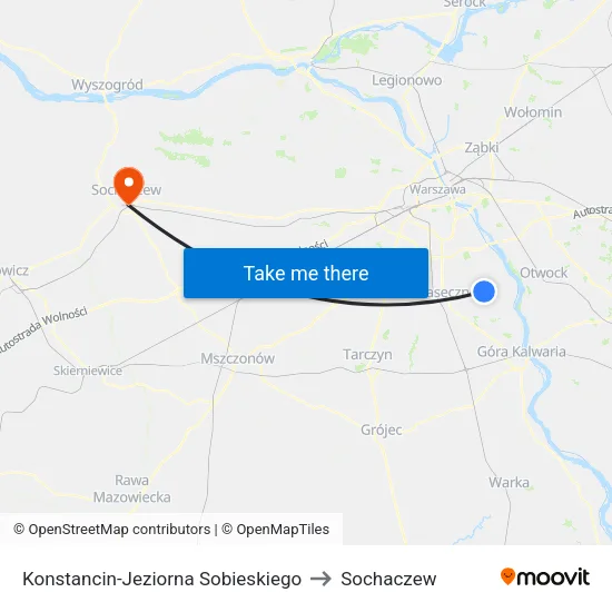 Konstancin-Jeziorna Sobieskiego to Sochaczew map
