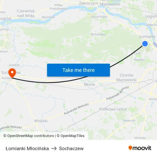 Łomianki Młocińska to Sochaczew map