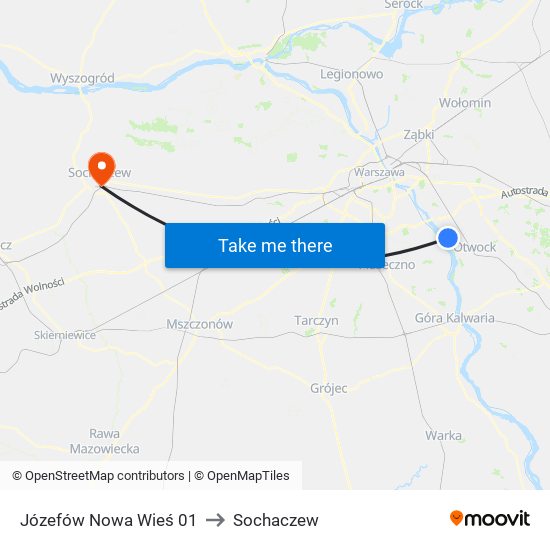 Józefów Nowa Wieś 01 to Sochaczew map