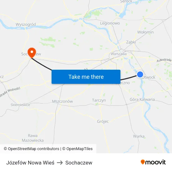 Józefów Nowa Wieś to Sochaczew map