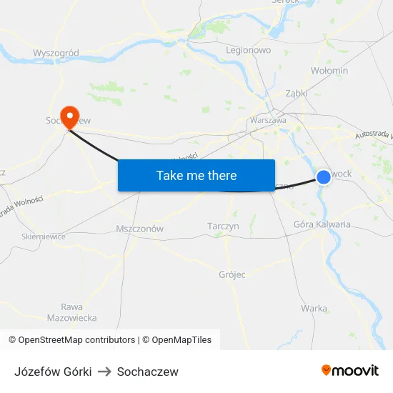 Józefów Górki to Sochaczew map