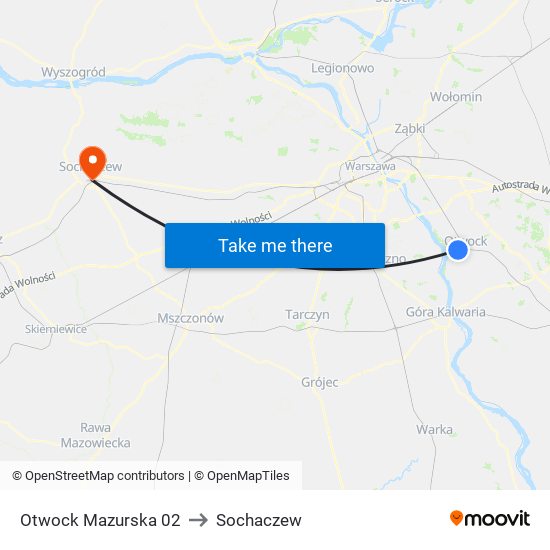 Otwock Mazurska 02 to Sochaczew map